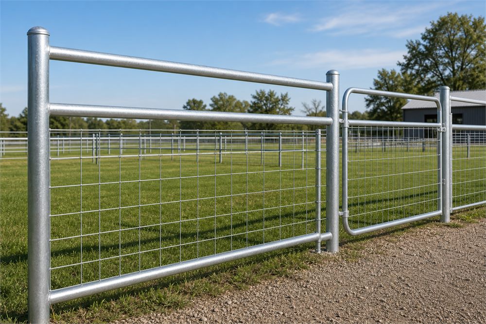 Galvanized horse fence panels for farm paddock