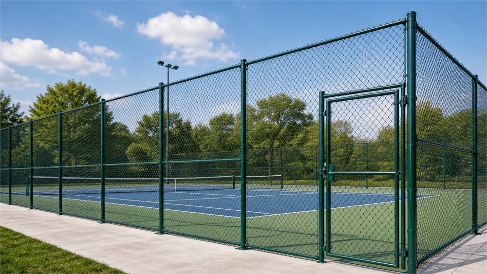 Sports court chain link fence with diamond mesh